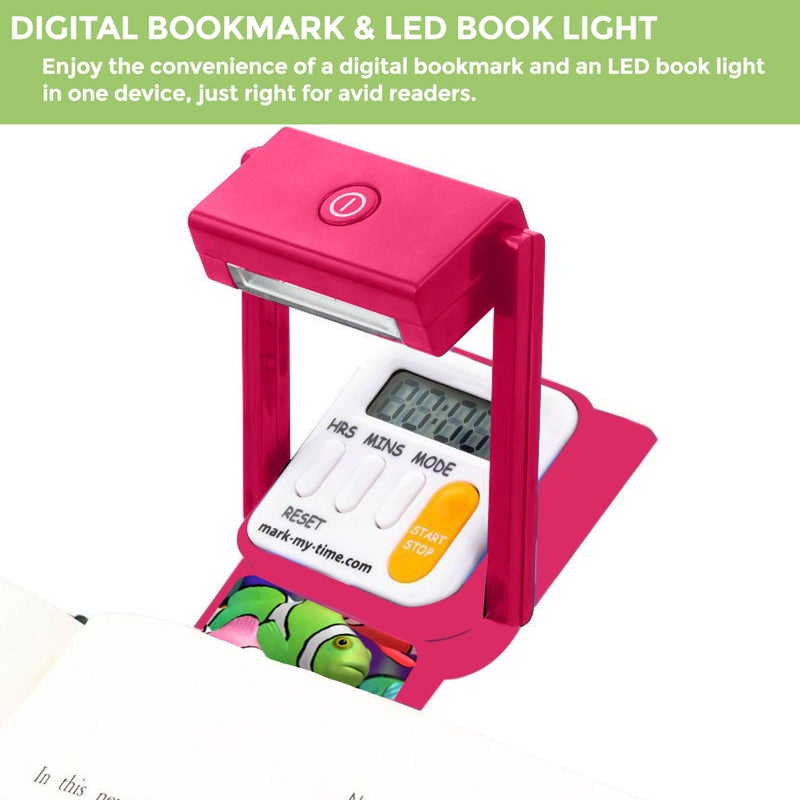 Mark-My-Time Digital Bookmark and LED Light - Timer and Bookmark for Kids with LED Book Light, Cool Bookmarks and Reading Incentives, Christmas Gift & Stocking Stuffer - 3D Flip Clownfish/Butterfly - Image 5